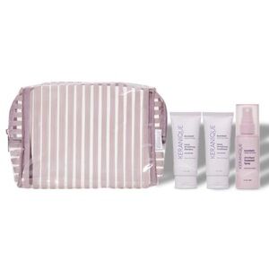 Keranique Pink Striped Cosmetic Bag & Haircare Set